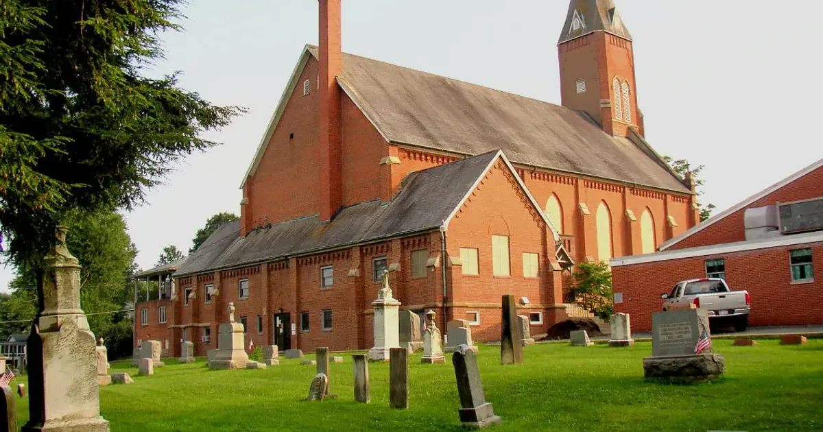 SS Philip and James Catholic Church from the cemetery 